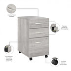 Scrivania da computer 60W con set di cassettiere mobili a 3 cassetti