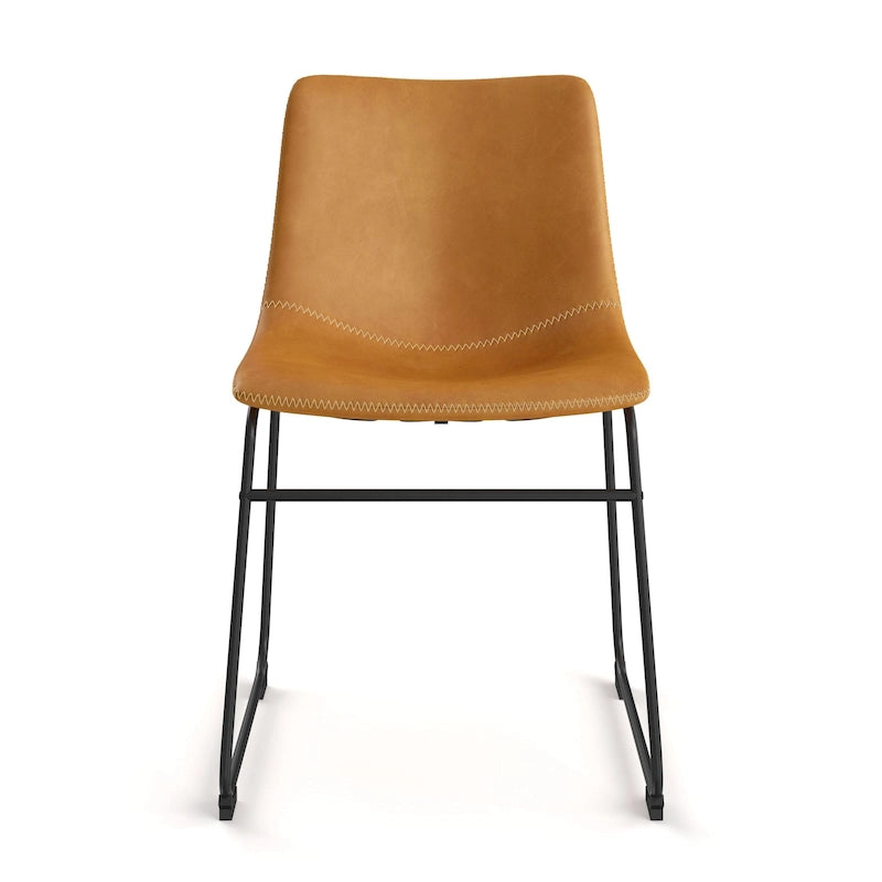 Sedie laterali in pelle vegana con base a slitta in metallo nero (set di 2)