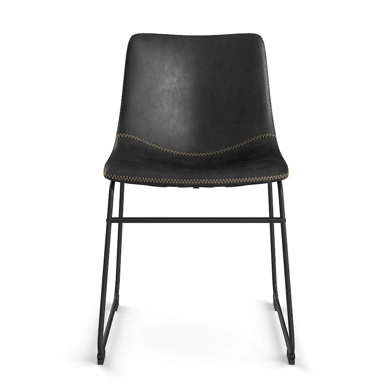 Sedie laterali in pelle vegana con base a slitta in metallo nero (set di 2)