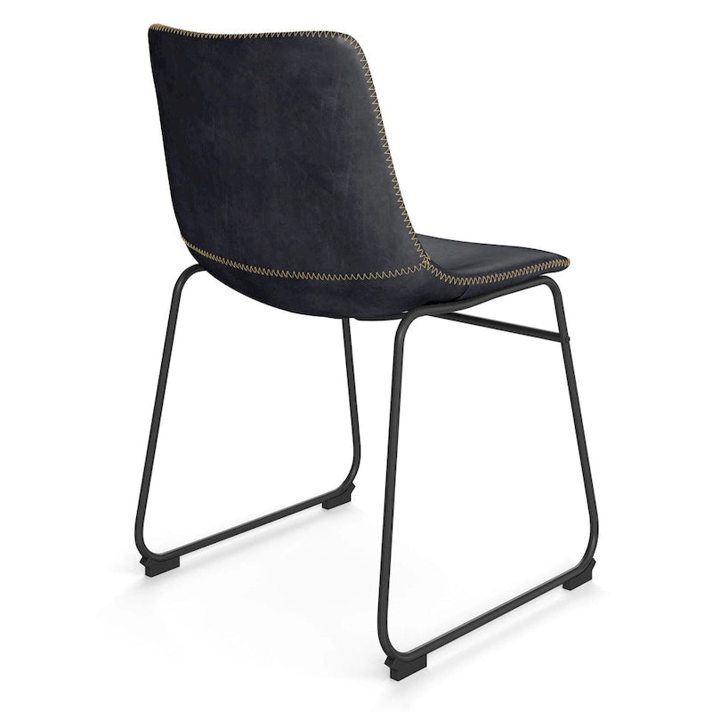 Sedie laterali in pelle vegana con base a slitta in metallo nero (set di 2)