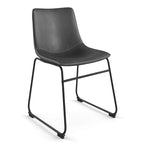 Sedie laterali in pelle vegana con base a slitta in metallo nero (set di 2)