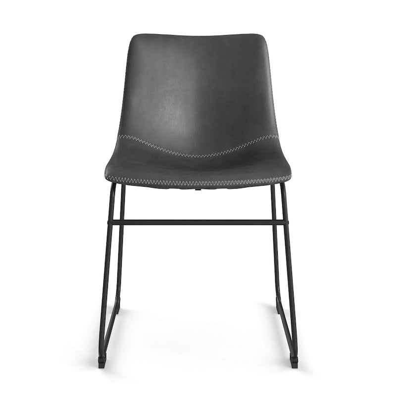 Sedie laterali in pelle vegana con base a slitta in metallo nero (set di 2)