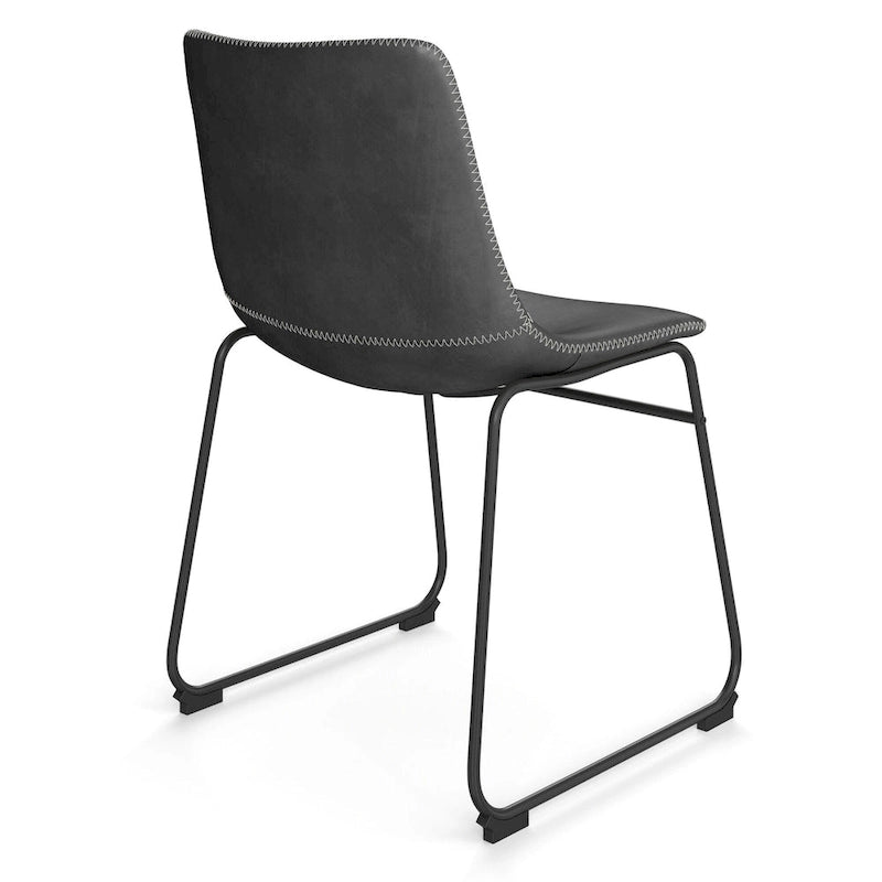 Sedie laterali in pelle vegana con base a slitta in metallo nero (set di 2)