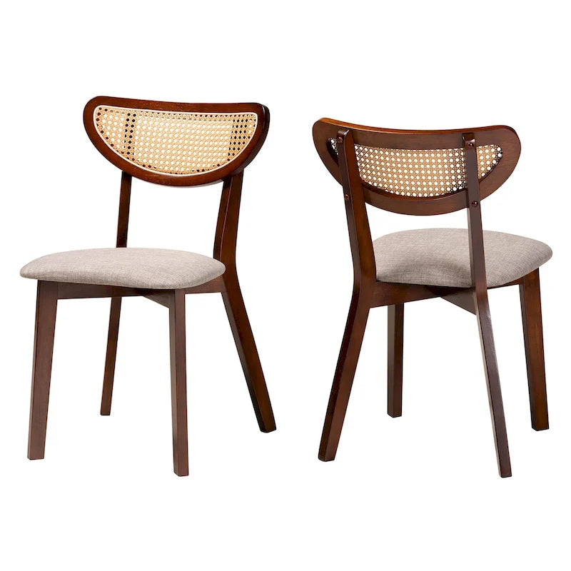 Set di 2 sedie da pranzo con schienale in rattan