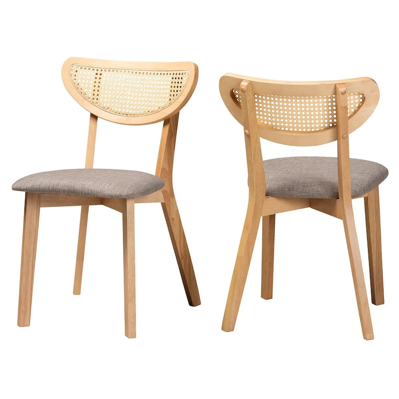Set di 2 sedie da pranzo con schienale in rattan
