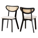 Set di 2 sedie da pranzo con schienale in rattan