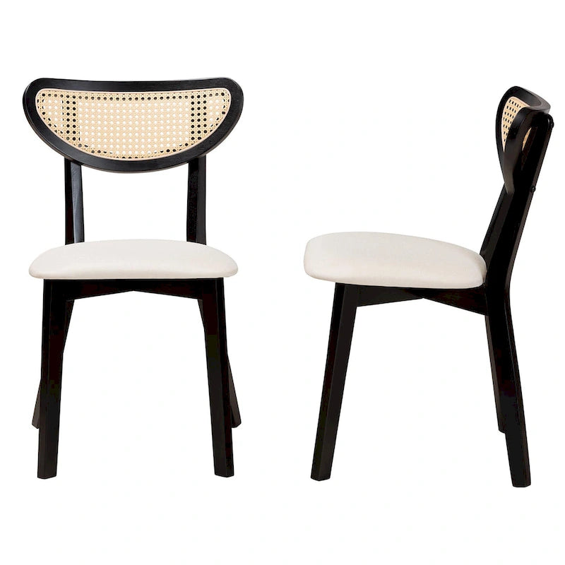 Set di 2 sedie da pranzo con schienale in rattan