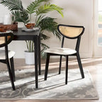 Set di 2 sedie da pranzo con schienale in rattan