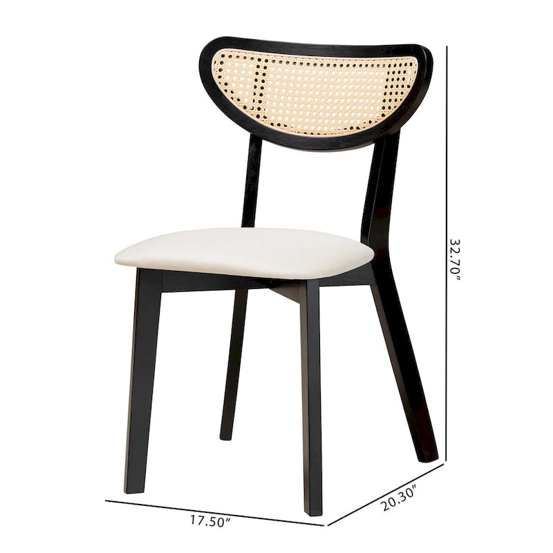 Set di 2 sedie da pranzo con schienale in rattan