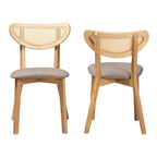 Set di 2 sedie da pranzo con schienale in rattan