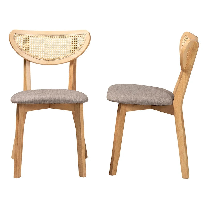 Set di 2 sedie da pranzo con schienale in rattan