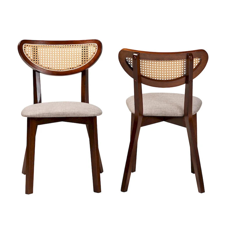 Set di 2 sedie da pranzo con schienale in rattan