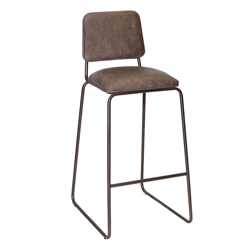 Sgabello da Bar in Stile Mid-Century con Seduta in Ecopelle