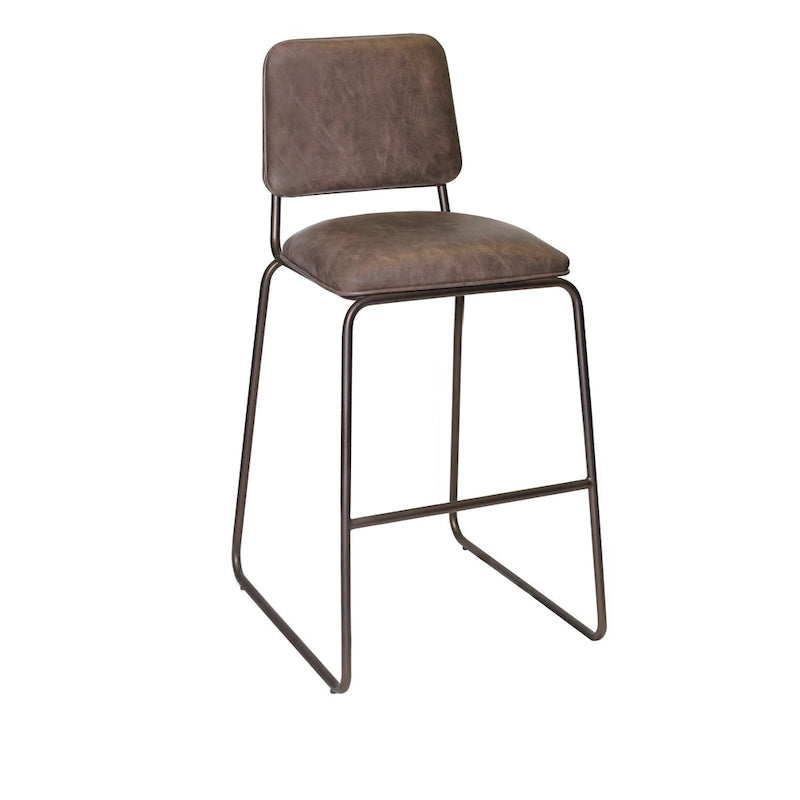 Sgabello da Bar in Stile Mid-Century con Seduta in Ecopelle