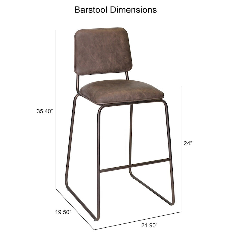 Sgabello da Bar in Stile Mid-Century con Seduta in Ecopelle