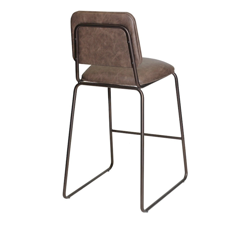 Sgabello da Bar in Stile Mid-Century con Seduta in Ecopelle