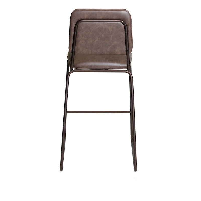Sgabello da Bar in Stile Mid-Century con Seduta in Ecopelle