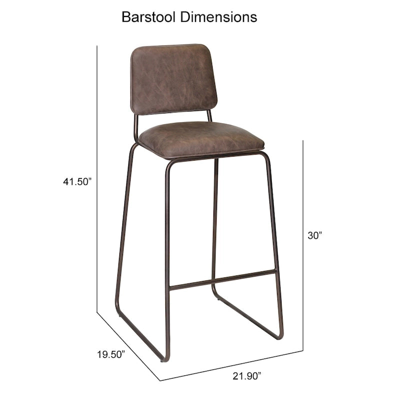 Sgabello da Bar in Stile Mid-Century con Seduta in Ecopelle