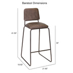 Sgabello da Bar in Stile Mid-Century con Seduta in Ecopelle