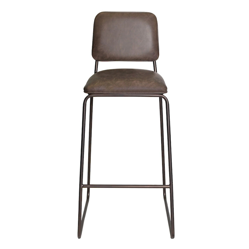 Sgabello da Bar in Stile Mid-Century con Seduta in Ecopelle