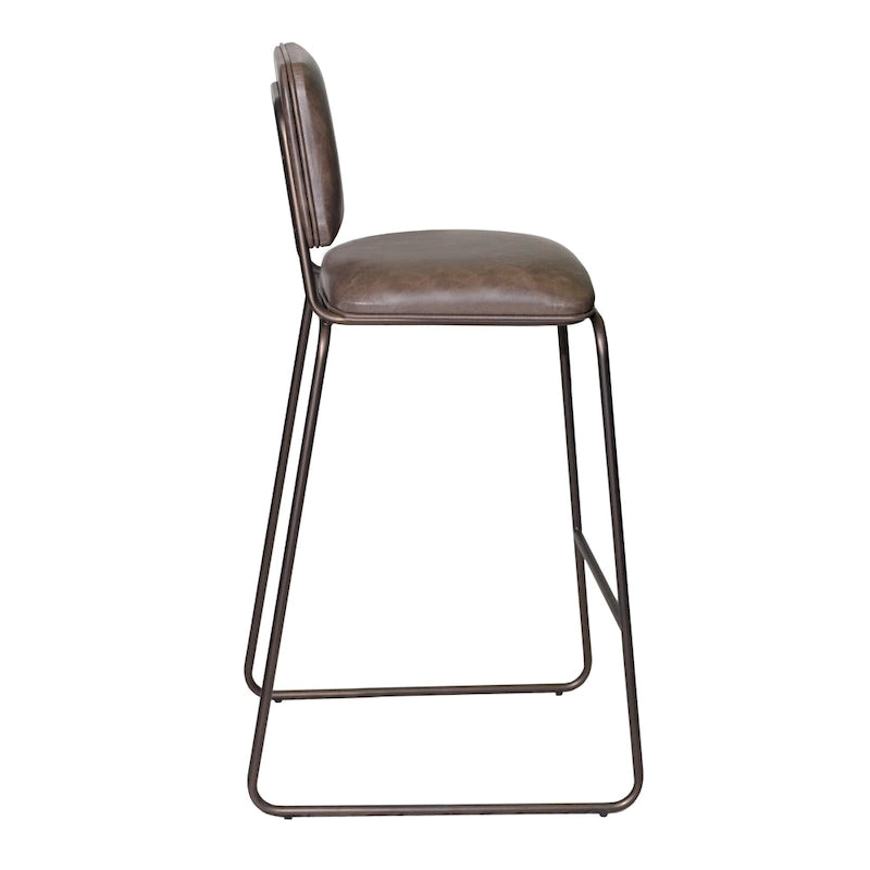 Sgabello da Bar in Stile Mid-Century con Seduta in Ecopelle