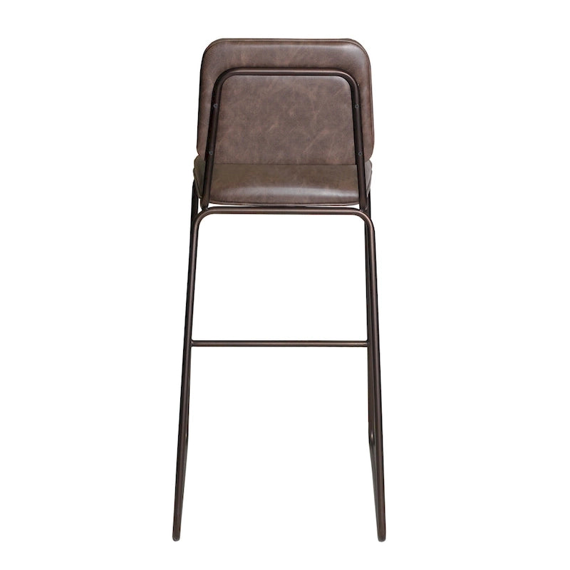 Sgabello da Bar in Stile Mid-Century con Seduta in Ecopelle