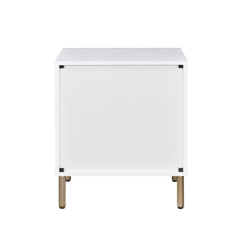 Comodino con 3 cassetti - Finitura Bianco e Oro Champagne