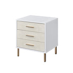 Comodino con 3 cassetti - Finitura Bianco e Oro Champagne