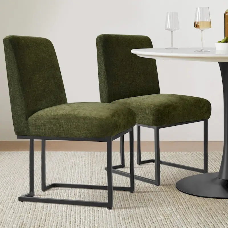 Sedia da pranzo imbottita con base a slitta in metallo (Set da 2)