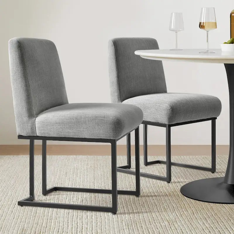 Sedia da pranzo imbottita con base a slitta in metallo (Set da 2)