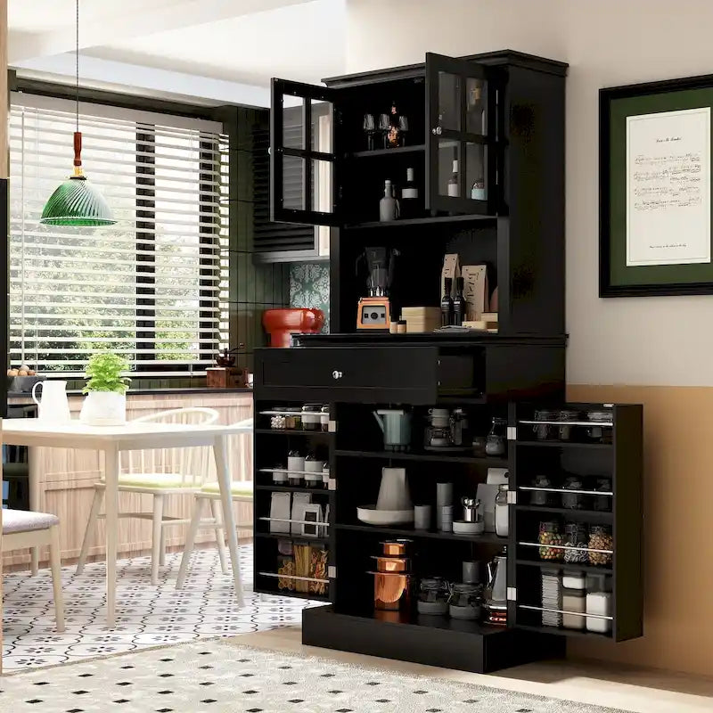 Mobile dispensa da cucina con vetrina e credenza