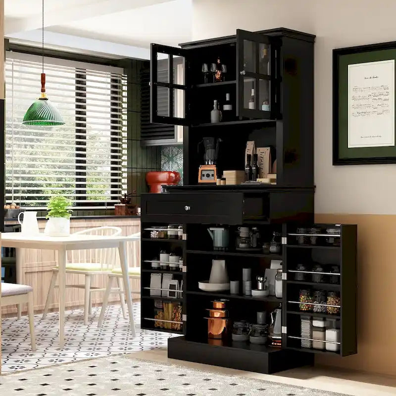 Mobile dispensa da cucina con vetrina e credenza