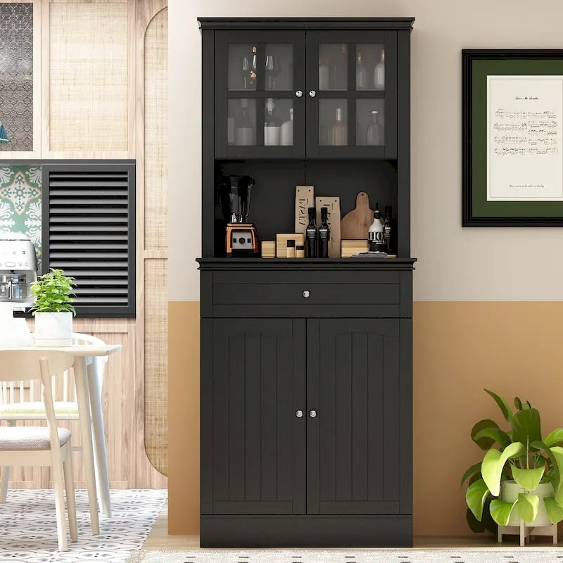 Mobile dispensa da cucina con vetrina e credenza