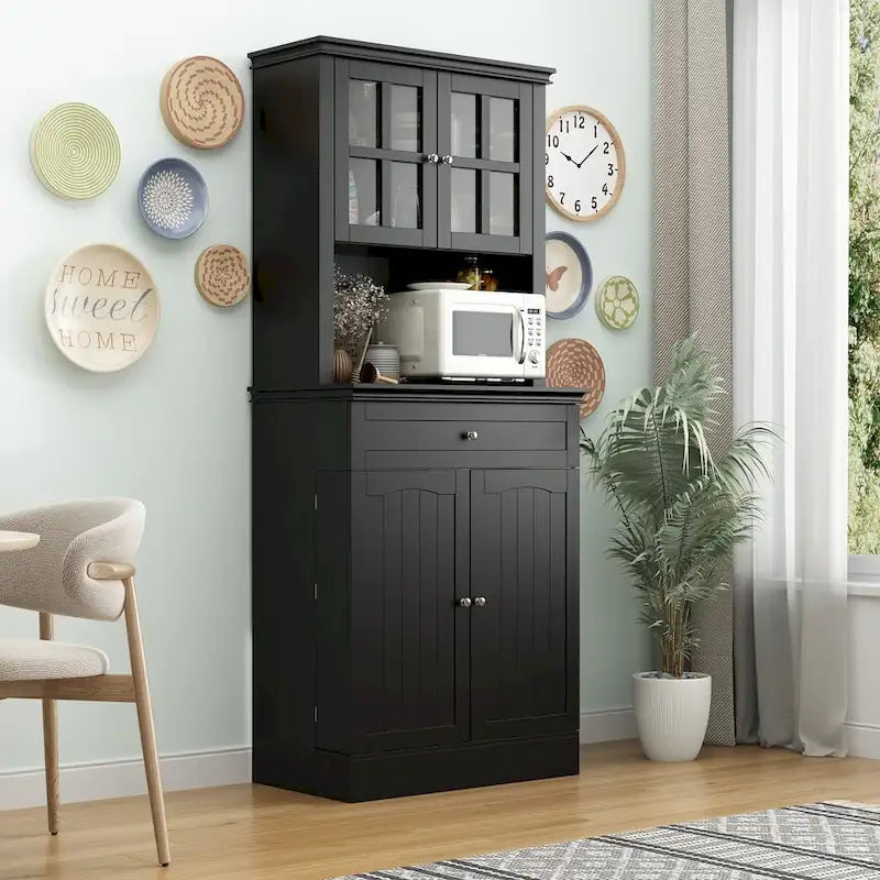 Mobile dispensa da cucina con vetrina e credenza