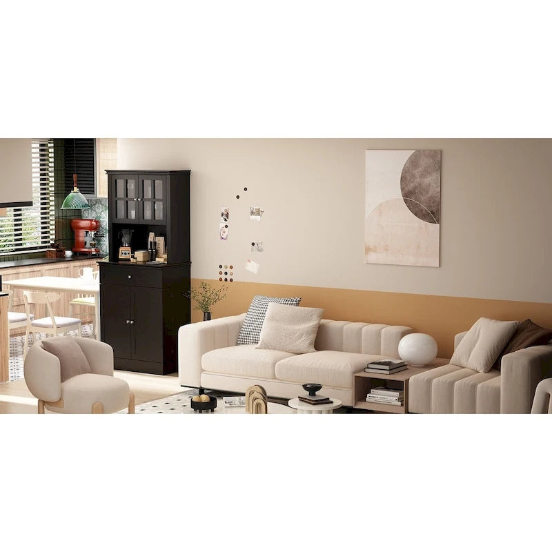 Mobile dispensa da cucina con vetrina e credenza