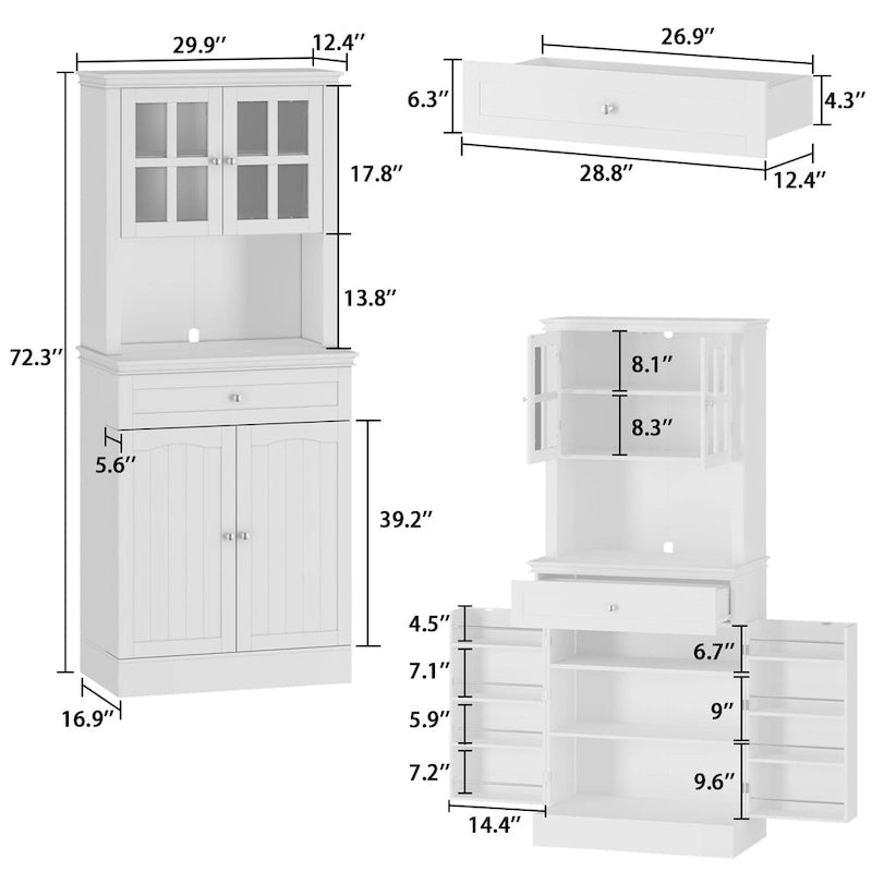 Mobile dispensa da cucina con vetrina e credenza