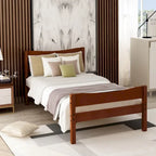 Letto a piattaforma in legno con testiera