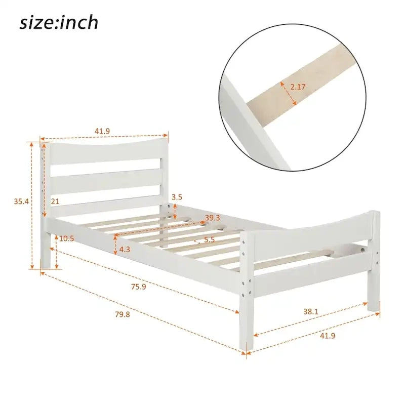 Letto a piattaforma in legno con testiera