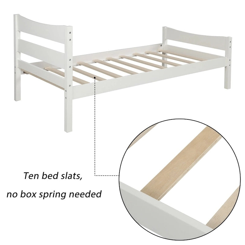 Letto a piattaforma in legno con testiera