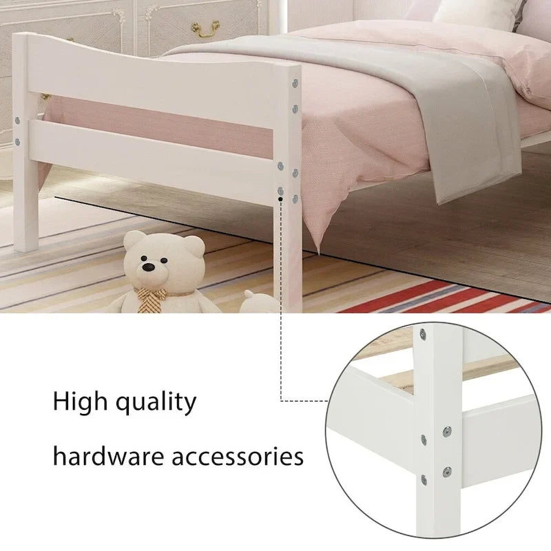 Letto a piattaforma in legno con testiera