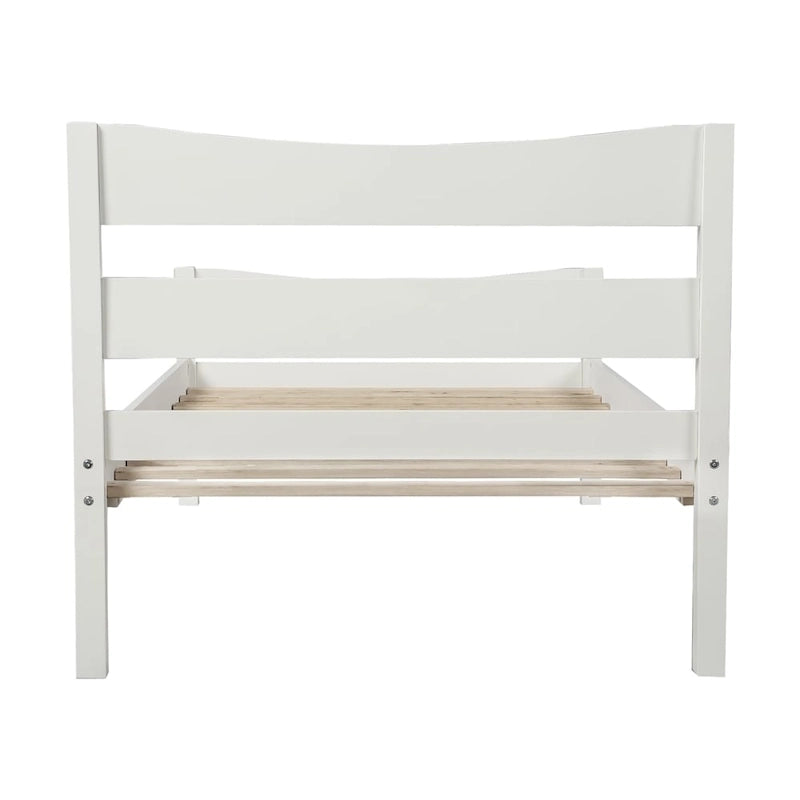 Letto a piattaforma in legno con testiera