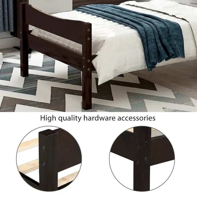 Letto a piattaforma in legno con testiera
