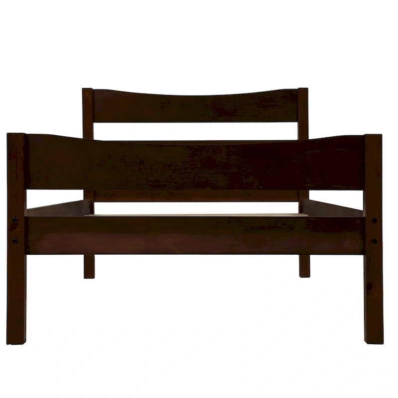 Letto a piattaforma in legno con testiera