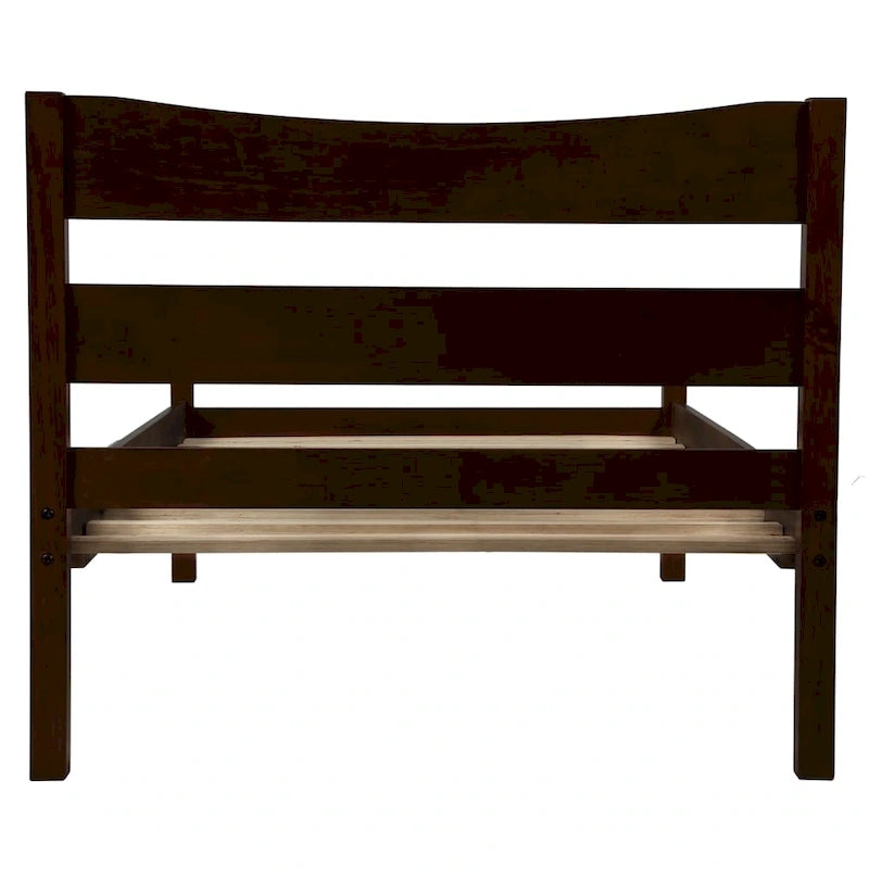 Letto a piattaforma in legno con testiera