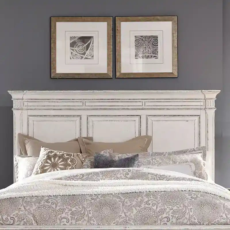 Testiera letto matrimoniale - Finitura Marrone Invecchiato e Bianco Antico