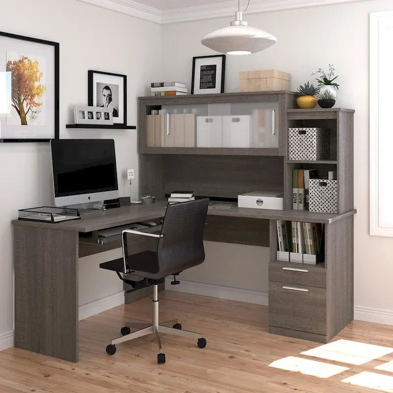 Bestar Dayton Melamine Reversible L-shaped Desk