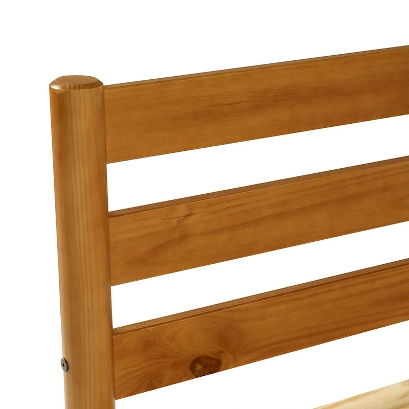 Letto a piattaforma singolo in legno massello con testiera a doghe