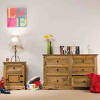 Comodino in legno con 1 anta e 1 cassetto