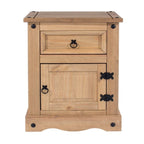 Comodino in legno con 1 anta e 1 cassetto