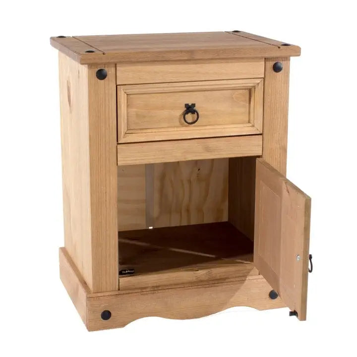 Comodino in legno con 1 anta e 1 cassetto